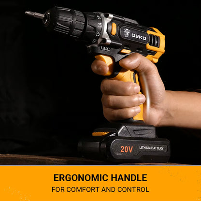 20V Cordless Electric Drill DC Lithium-Ion Battery 3/8-Inch for Home DIY Mini Wireless Power Driver Woodworking Tools