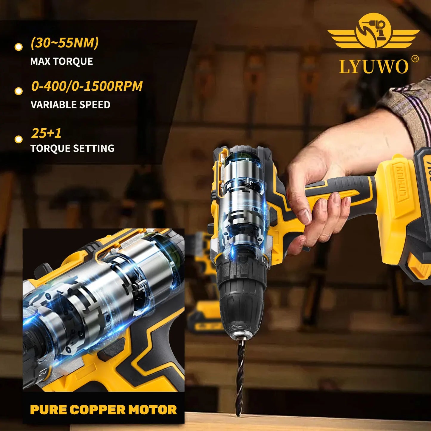 Rechargeable Electric Hand Drill, Pistol Drill, Electric Screwdriver, Household Impact Hand Drill Tool,Use MT Battery