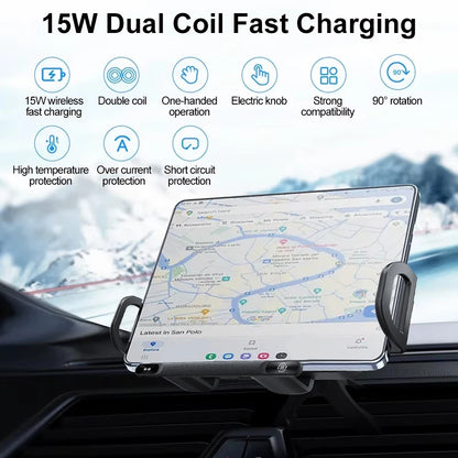 Car Wireless Charger Dual Coil Fold Screen Phone Fast Charging for  Galaxy Z Fold 5 6 Flip 3 4 Air Vent Car Phone Holder