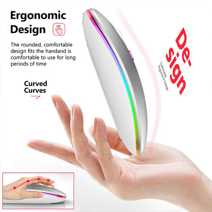 Wireless Mouse for Laptop PC Bluetooth RGB Rechargeable Mouses Wireless Computer Silent Mice LED Backlit Ergonomic Gaming Mouse