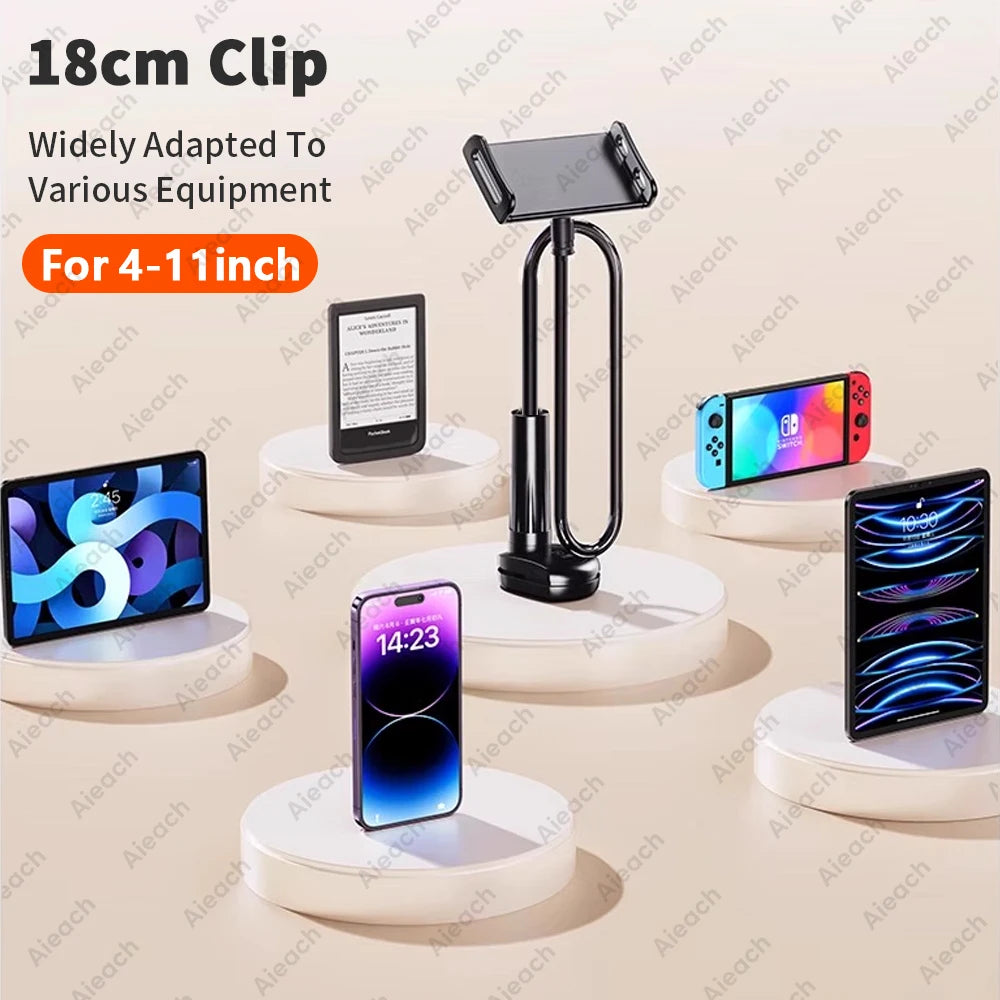 Gooseneck Tablet Stand Holder, Tablet Holder Metal+Abs Adjustable 360° Rotating Arm for 4.7-11" Ipad/Tablets Desk/Bed Mount