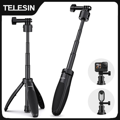 Mini Quick Release Selfie Stick Tripod Portable Adjustable Length for Gopro Insta360 DJI Osmo Action Action Camera