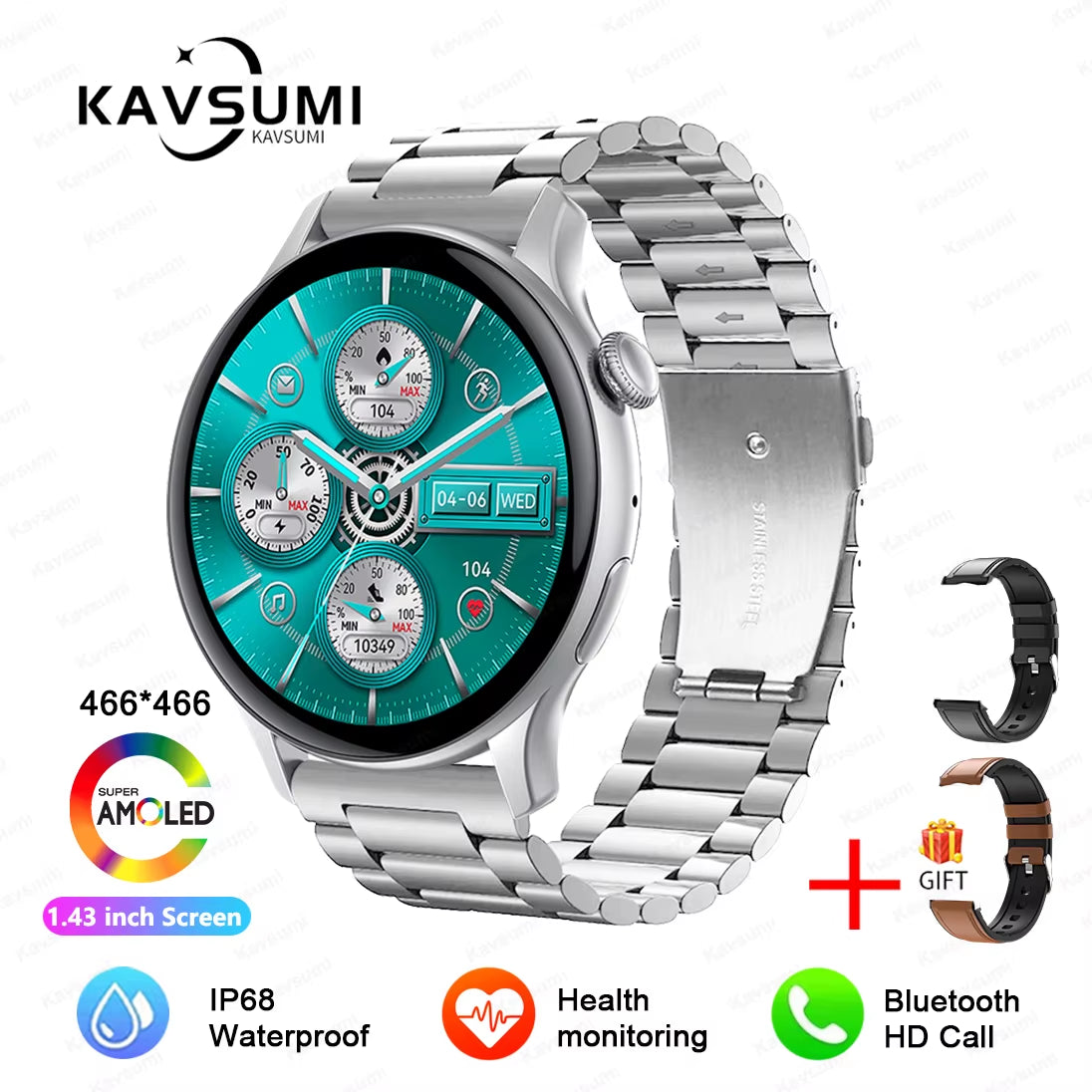 2025 NFC Smart Watch Amoled HD GPS Track Sports Heart Rate Bluetooth Call Waterproof Ladies Women Smartwatch for Huawei Xiaomi
