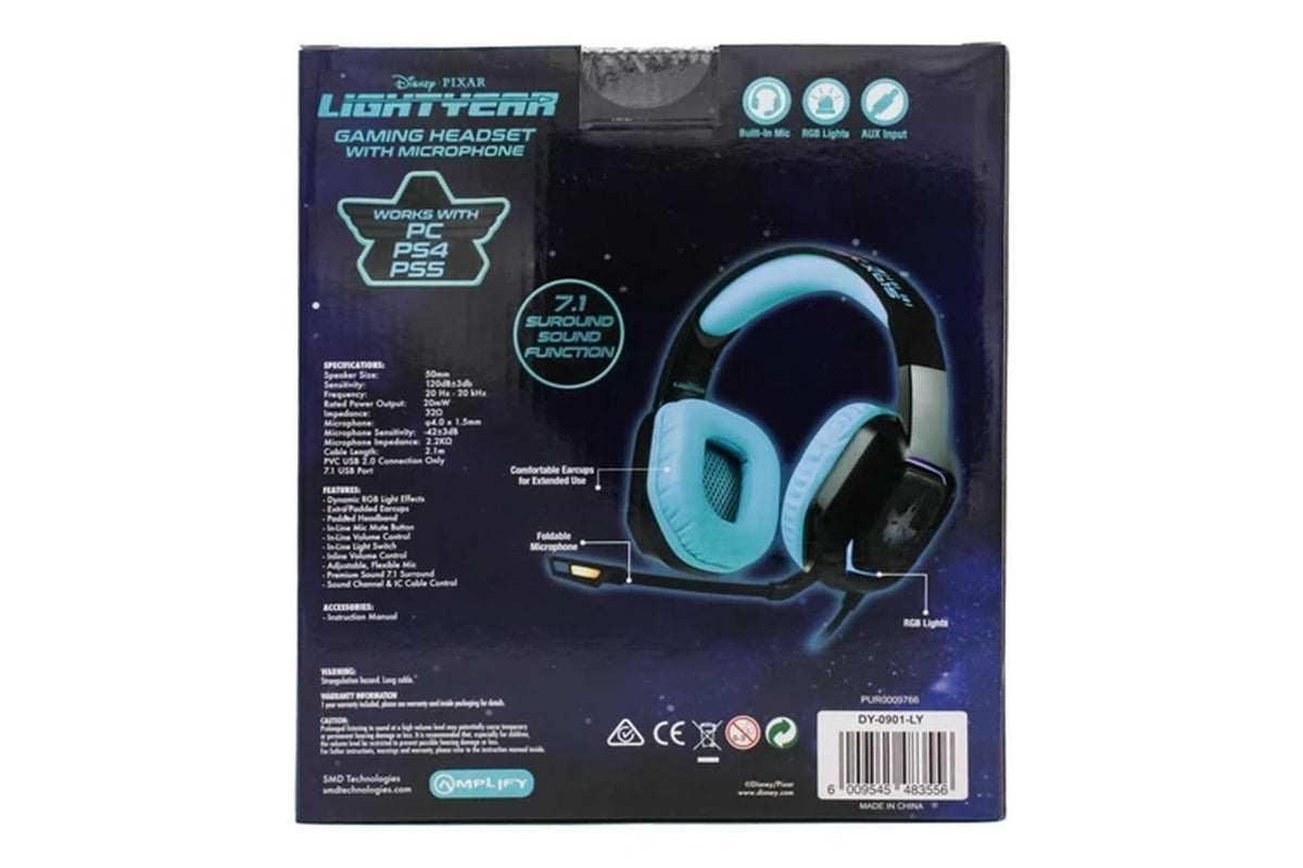 Pixar Lightyear Wired Gaming Headset Headphones W/ Microphone for PC/PS4/PS5 5Y+