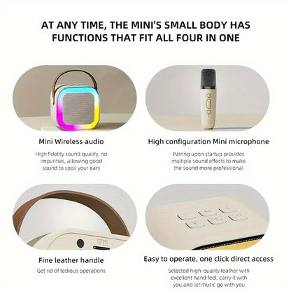 Bluetooth K12 Karaoke Machine Portable 5.3 PA Speaker System with 1-2 Wireless Microphones Home Family Singing Children'S Gifts