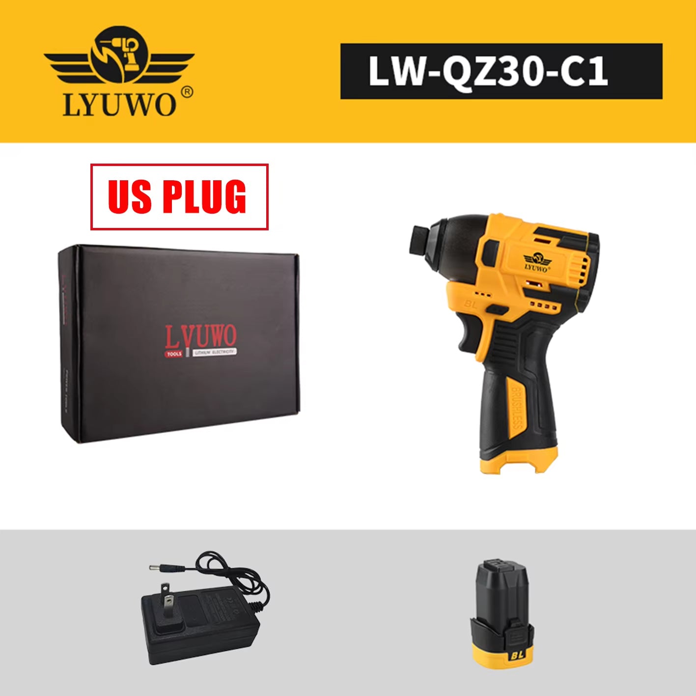 LYUWO 16.8V Electric Drill Driver 140N. M Impact Wireless Drill Bit Household Multifunctional Electric Screwdriver Tool