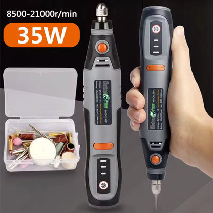 35W USB Cordless Rotary Tool Dremel DIY Mini Drill Engraving Pen Electric 3 Speed Mini Wireless Drill Set 8500R-21000R/Min