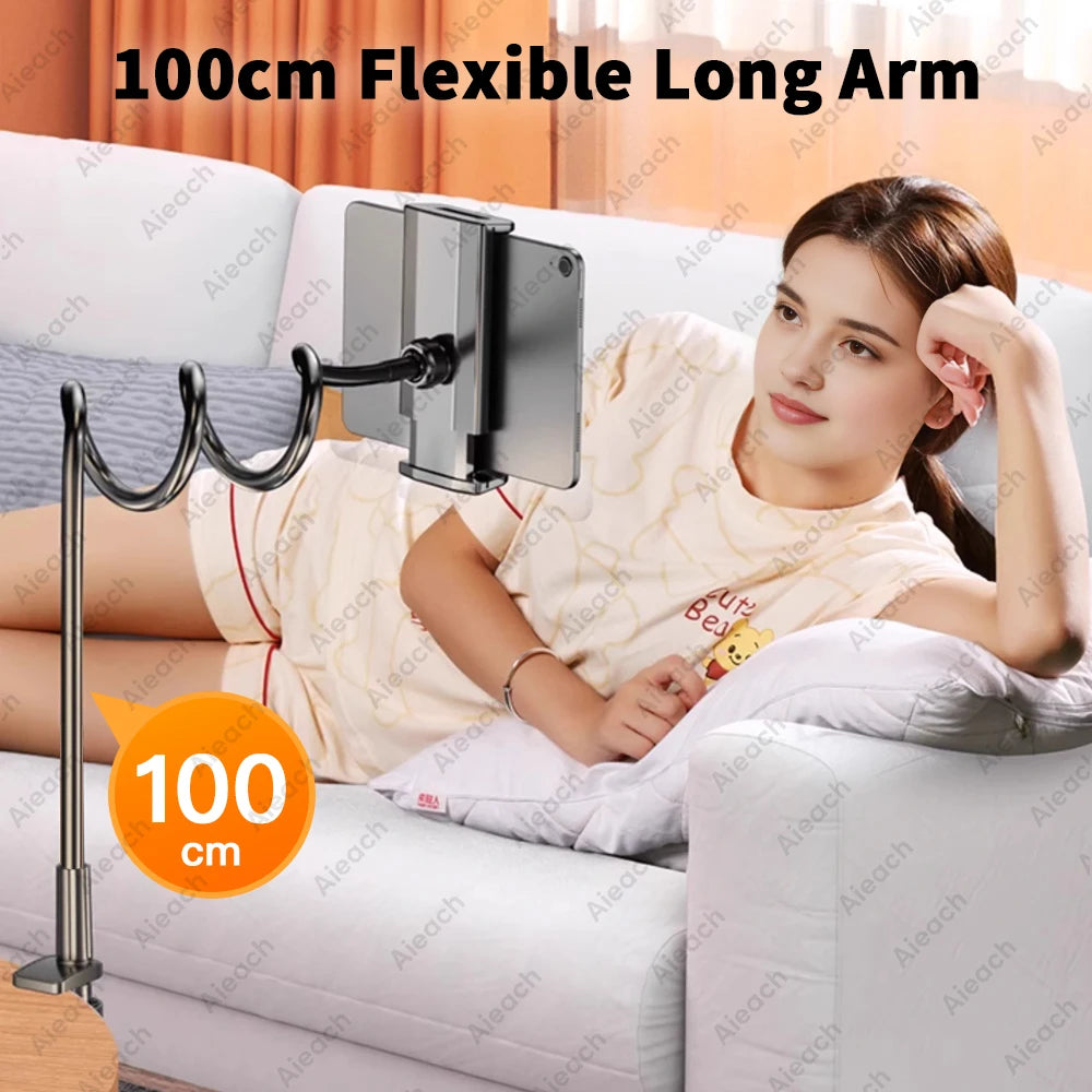 Gooseneck Tablet Stand Holder, Tablet Holder Metal+Abs Adjustable 360° Rotating Arm for 4.7-11" Ipad/Tablets Desk/Bed Mount