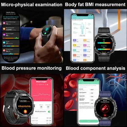 2025New HOT Nursing Grade Health Watch Uric Acid Blood Pressure Blood Oxygen Body Analysis Body Fat Smartwatch ECG+PPG Clock Men