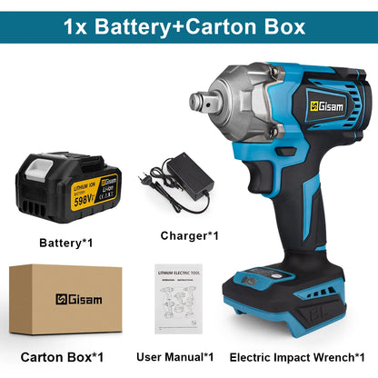 1200N.M Torque Brushless Electric Impact Wrench 1/2 Inch Cordless Wrench Screwdriver Power Tool for Makita 18V Battery Pin