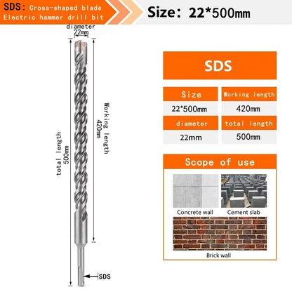 Concrete SDS plus Bit Cross Cutter Head Double Auger Hammer 110 160 210 350 500Mm Wall Brick Block Electric Hammer Masonry Bit