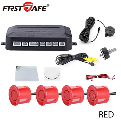 Firstsafe Factory CVBS AHD Video Parking 4 Sensors Car Reverse Backup Rear Buzzer Radar Monitor System Support Android System