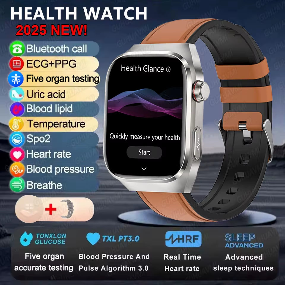 2025New Micro Physical Examination Smart Watch for Men Uric Acid Body Fat Five Organ Health Watches Bluetooth Call Smartbracelet