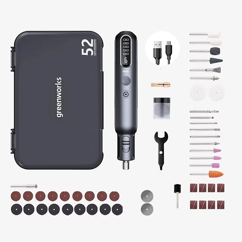 8V Mini Grinder 52Pcs 80W Electric Grinding Engraving Cordless Variable Speed Lithium Battery Power Tools USB Charger