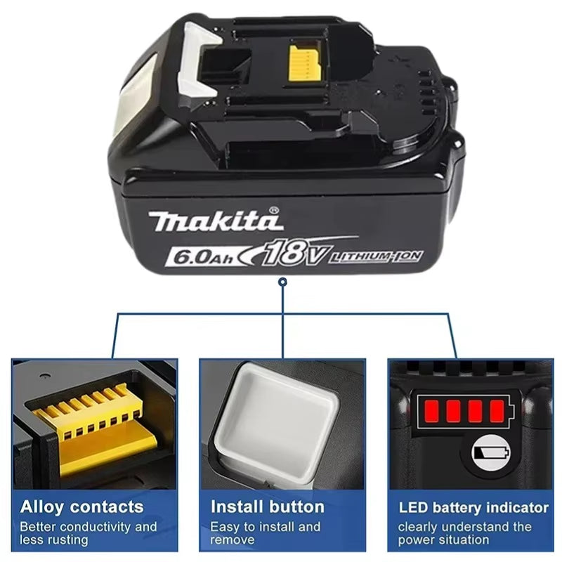 100% Original  18V 6.0Ah Battery, for  BL1830， BL1830B， BL1840 ，BL1840B ，BL1850 BL1860B Power Tools Battery