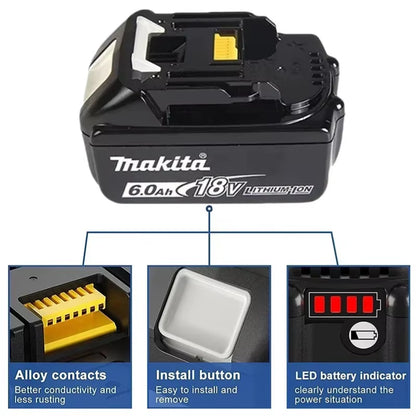 100% Original  18V 6.0Ah Battery, for  BL1830， BL1830B， BL1840 ，BL1840B ，BL1850 BL1860B Power Tools Battery