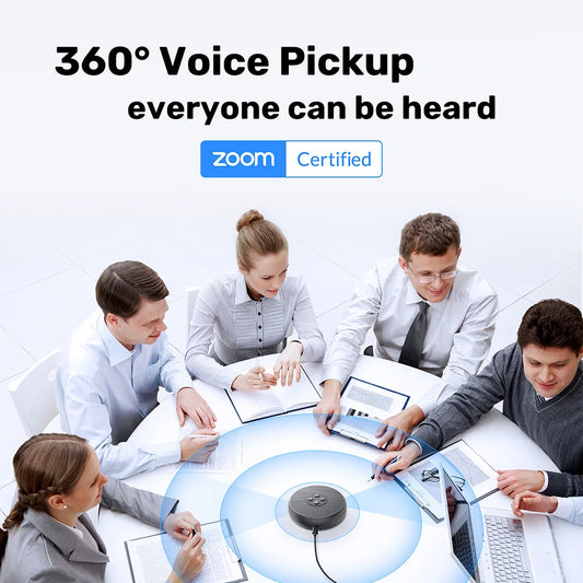 USB Wired Speakerphone Conference Speaker with 2 Mics 360° Voice Pickup Meeting Microphone Zoom Certified for Office/Home