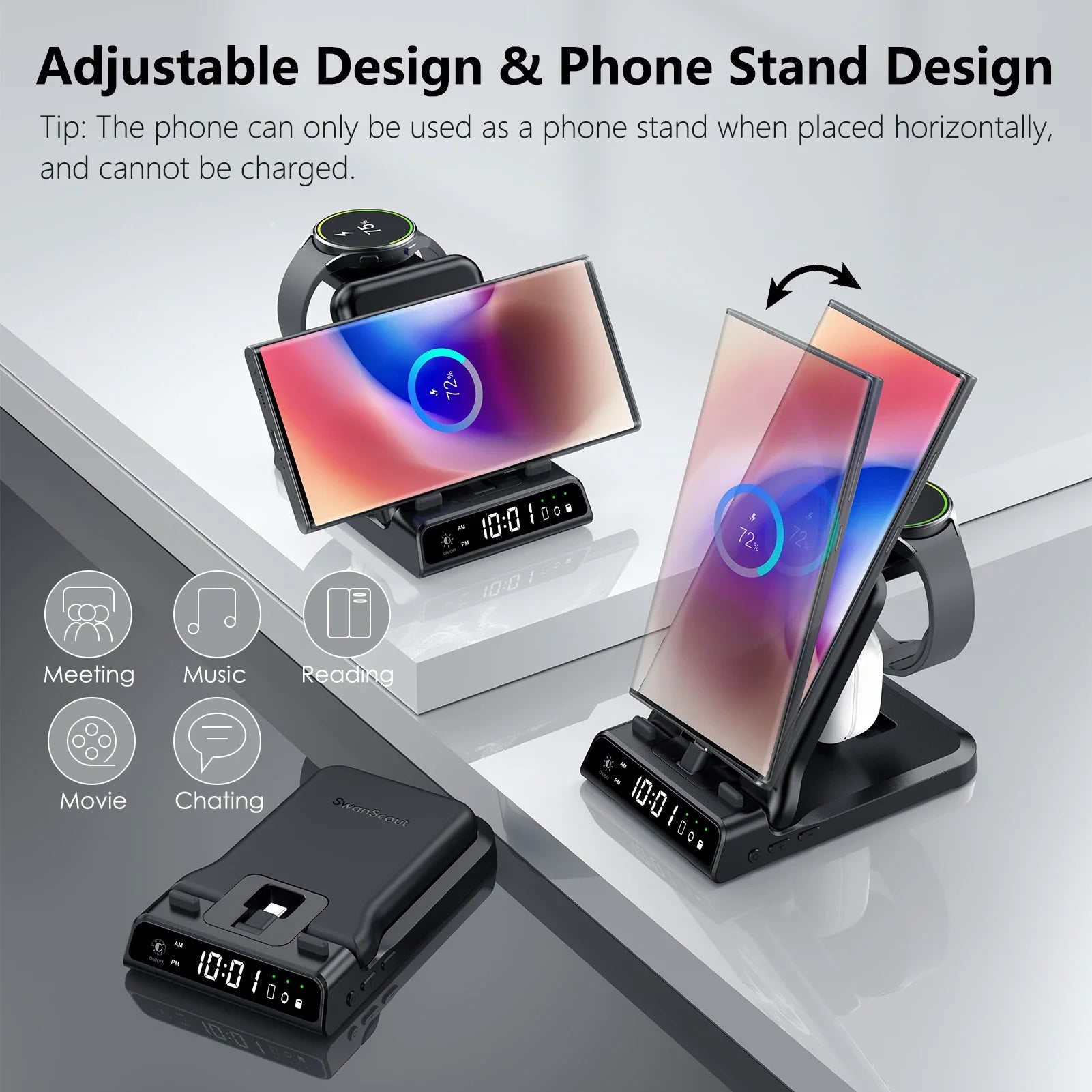 Swanscout 701S Charging Station for  S25 Ultra S24+ S23 Z Flip 7 Z Fold 6 Charger for Galaxy Watch 8 7 6 for Buds 3 Pro