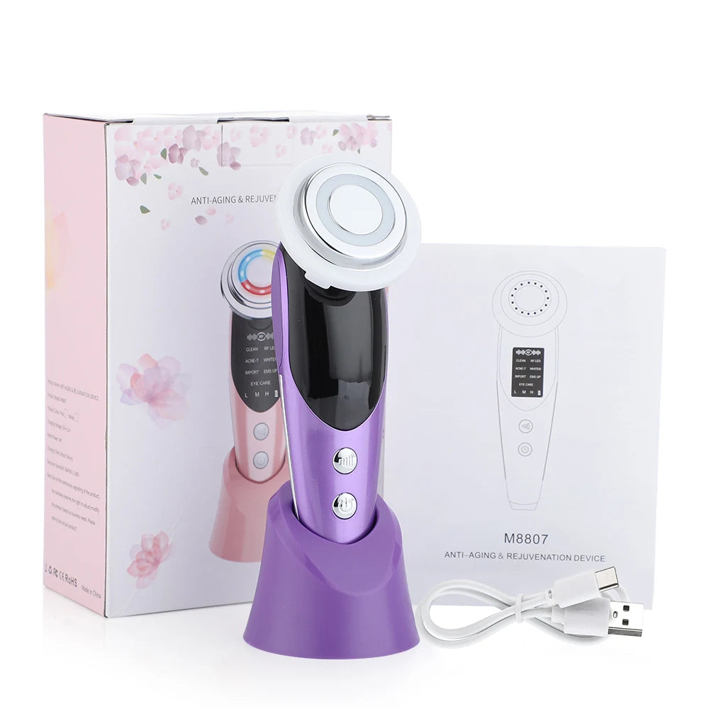 7 in 1 Face Lifting Device EMS Microcurrent Skin Rejuvenation LED Facial Neck Firming Massager Face Beauty Care Apparatus