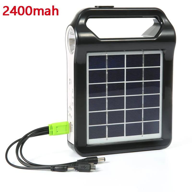 Portable 15W Rechargeable Solar Panel Power Storage Generator Kit USB Charger with Lamp Lighting Home Solar Energy System