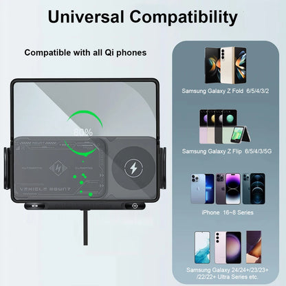 Car Wireless Charger Dual Coil Fold Screen Phone Fast Charging for  Galaxy Z Fold 5 6 Flip 3 4 Air Vent Car Phone Holder