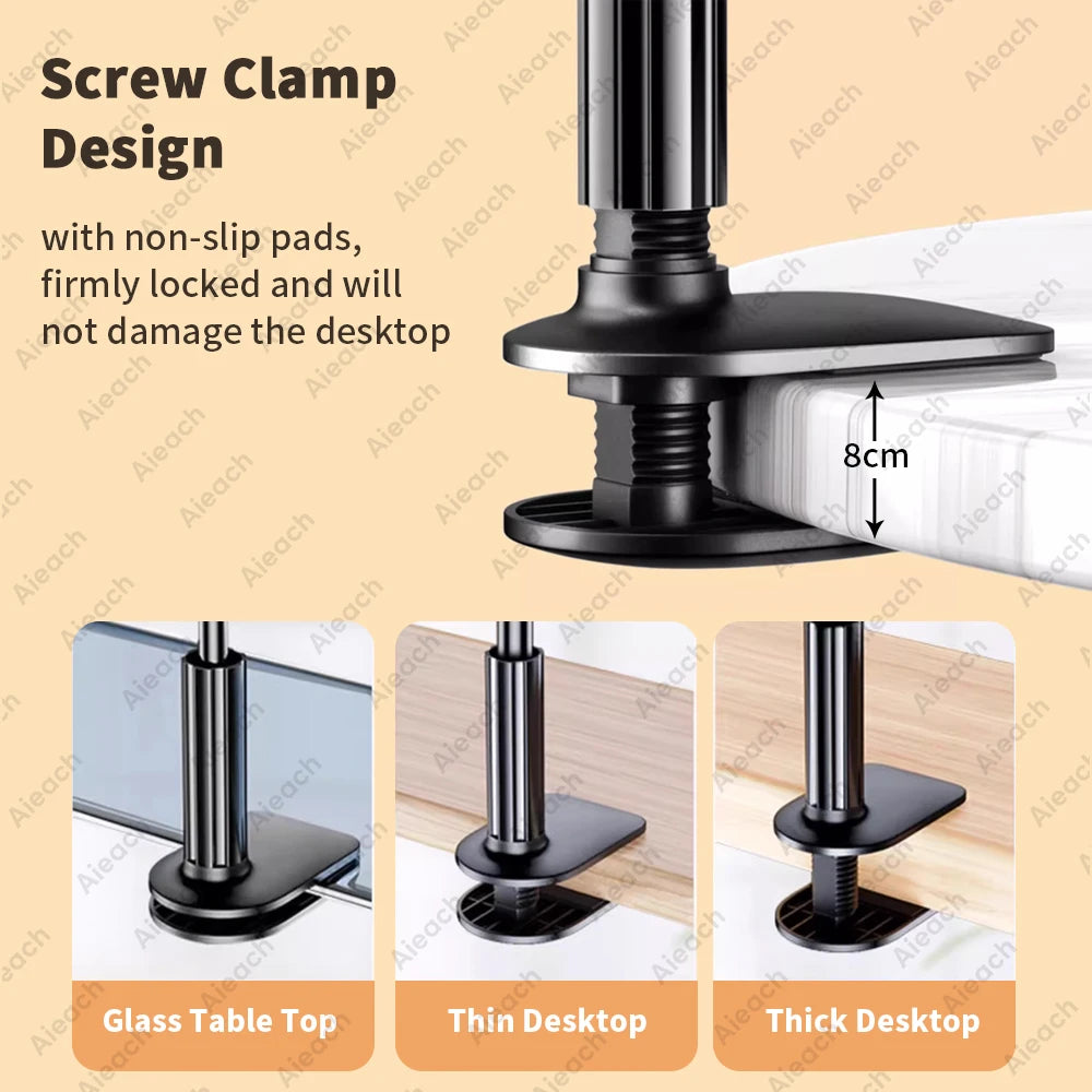 Gooseneck Tablet Stand Holder, Tablet Holder Metal+Abs Adjustable 360° Rotating Arm for 4.7-11" Ipad/Tablets Desk/Bed Mount