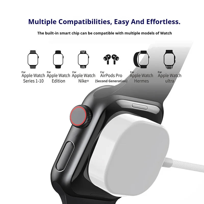 Magnetic Wireless Fast Charger for Apple Watch Series 10 9 8 7 6 5 4 3 2 1 Ultra Hermes Edition Portable Iwatch Charging Cable