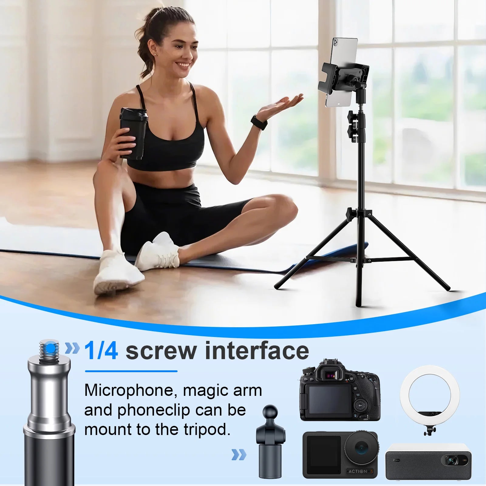 Tripod Floor Tablet Stand Adjustable Holder Mount Support for Ipad Air Pro 12.9 Mini Xiaomi 4-13 Inch Lazy Holder Bracket