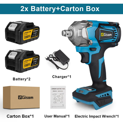 1200N.M Torque Brushless Electric Impact Wrench 1/2 Inch Cordless Wrench Screwdriver Power Tool for Makita 18V Battery Pin