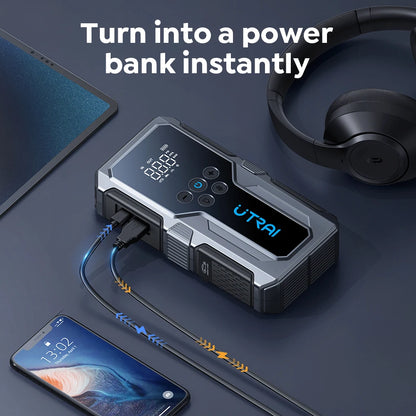 1500A Car Jump Starter Power Bank Portable 150PSI Air Pump Car Battery Emergency Boosters Starting Device Car Starter 2024