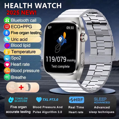 2025New Micro Physical Examination Smart Watch for Men Uric Acid Body Fat Five Organ Health Watches Bluetooth Call Smartbracelet