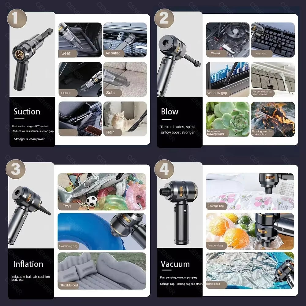 998000PA Car Vacuum Cleaner Powerful Portable Handheld Vacuum Cleaner for Car Wireless Cleaner Robot Car Accessories