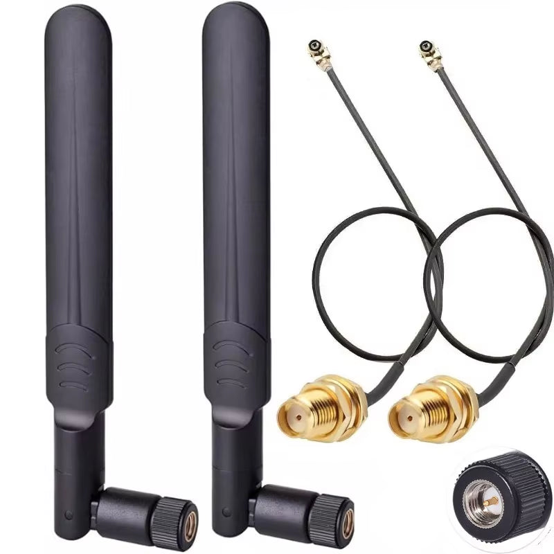 2 X 8Dbi Wifi Antenna 2.4Ghz 5.8Ghz Dual Band RP-SMA Male +2 X 15CM I-P-E-X-1 to RP-SMA Female Pigtail Cable for Wireless Router