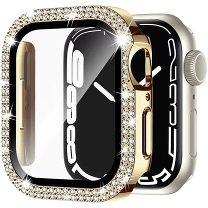 Glass+Diamond Cover for Apple Watch Case 46Mm 40Mm 44Mm 41Mm 42Mm 45Mm Bling Bumper Protector Iwatch Series 10 9 Se 5 6 7 8 Case