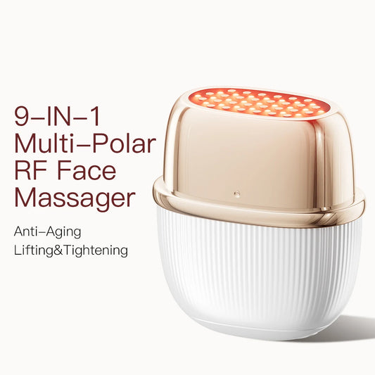 Multi-Polar RF Beauty Device EMS Facial Lifting Skin Tightening Anti-Aging Wrinkle 3 Color Light Skincare Massage 24K Gold